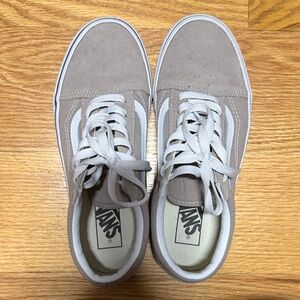 Vans Taupe and White Suede Sneakers